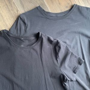 Two Black Lululemon Crew Neck T-Shirts